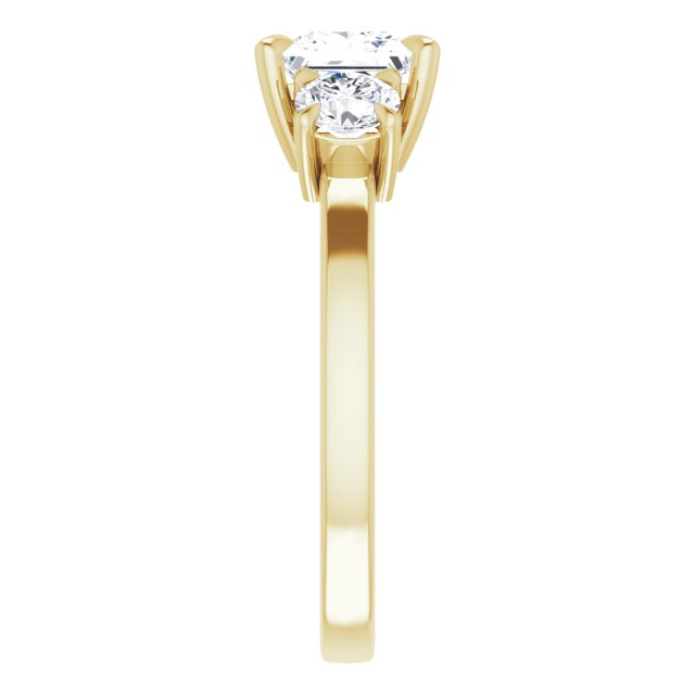 Anillo de compromiso con Diamante de Laboratorio Princesa 1 CT. con Piedras Laterales en Oro Amarillo 14K IGI