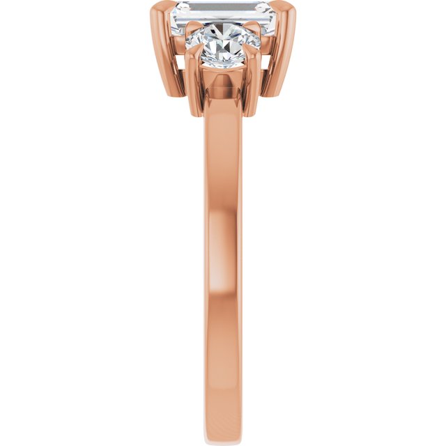 1 CT Lab Created Emerald Diamond Engagement Ring with Side Stones in 14K Rose Gold IGI