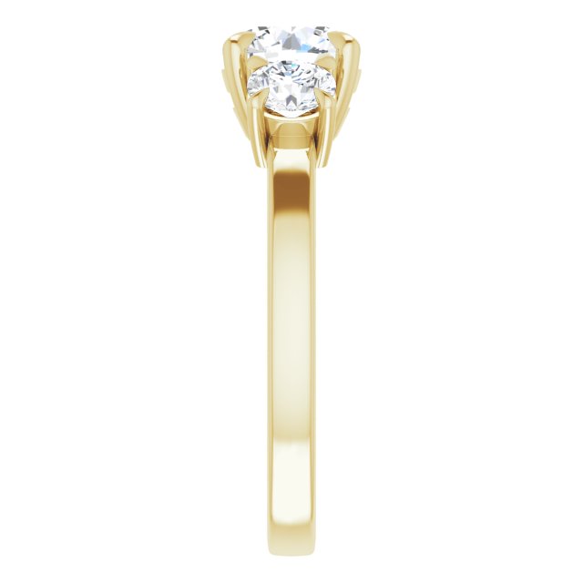 1 CT Round Lab Diamond Engagement Ring with Side Stones in 14K Yellow Gold IGI