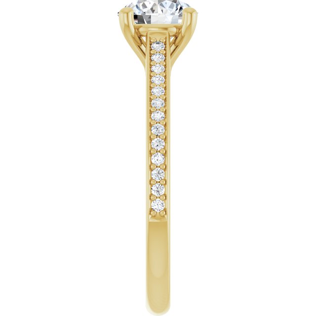 Yellow Gold Engagement Ring with Round Pave Diamond, 1 CT. IGI