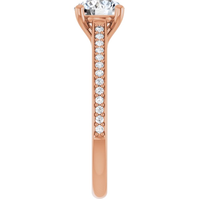 Rose Gold Engagement Ring with Round Pave Diamond, 1 CT. IGI