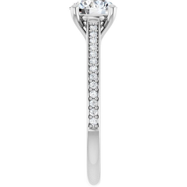 White Gold Engagement Ring with Round Pave Diamond, 1 CT. IGI