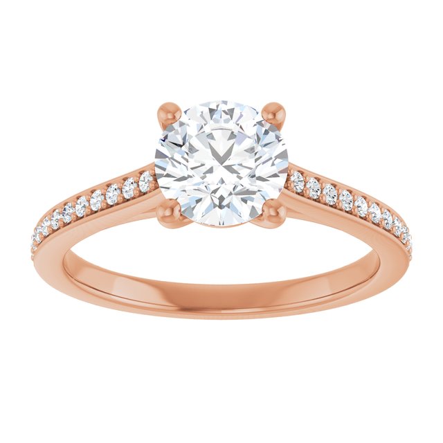 Rose Gold Engagement Ring with Round Pave Diamond, 1 CT. IGI