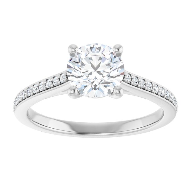 White Gold Engagement Ring with Round Pave Diamond, 1 CT. IGI