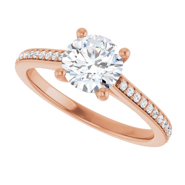 Rose Gold Engagement Ring with Round Pave Diamond, 1 CT. IGI