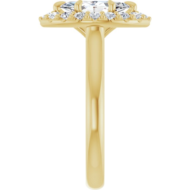 Anillo de compromiso con Diamante de Laboratorio Marquise 1 CT. estilo Halo, Oro Amarillo 14K IGI