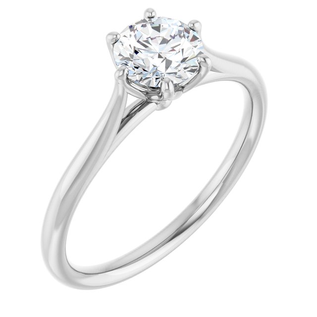 0.5 Carat Round Diamond Engagement Ring, IGI Certified, in 14K White Gold