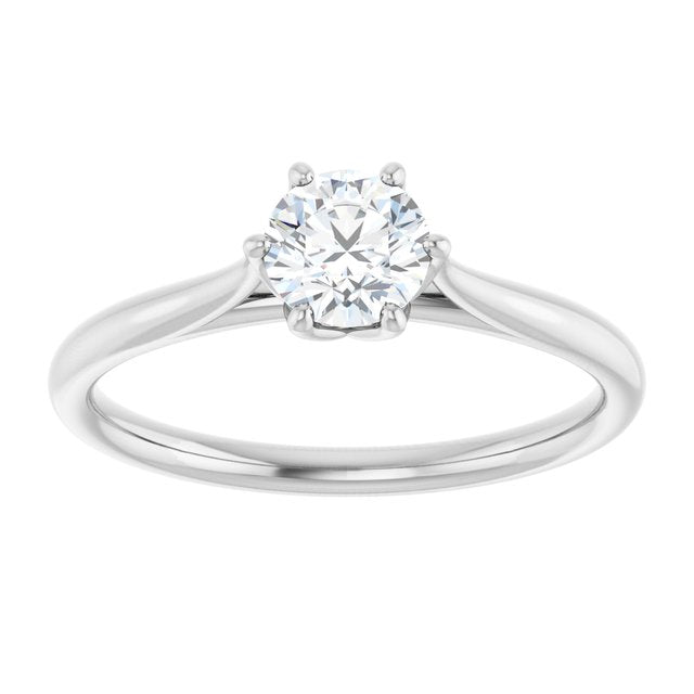 0.5 Carat Round Diamond Engagement Ring, IGI Certified, in 14K White Gold