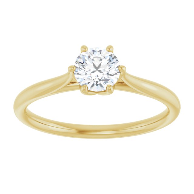 0.5 Carat Round Diamond Engagement Ring, IGI Certified, in 14K Yellow Gold