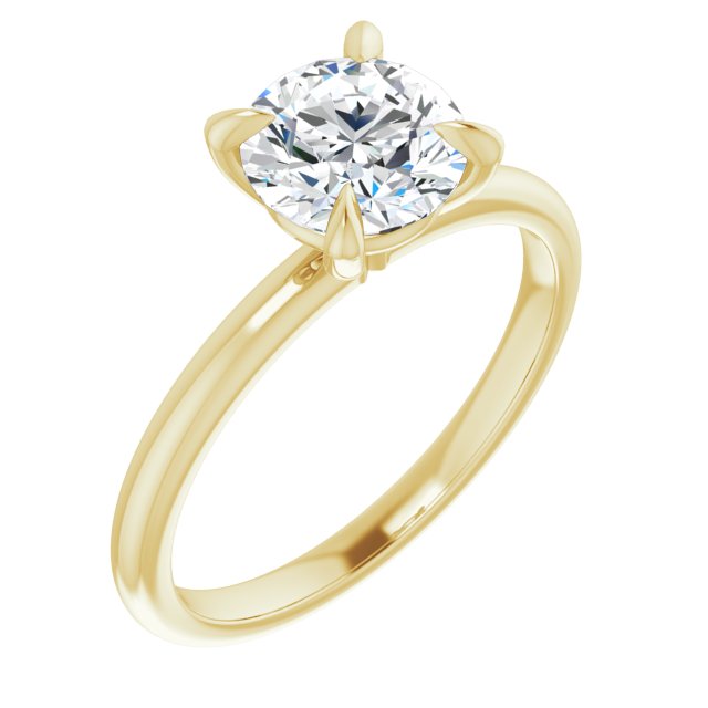 Anillo de Compromiso con Diamante Natural Redondo 1.00 Quilates, Certificado IGI, en Oro Amarillo de 14K Certificado IGI