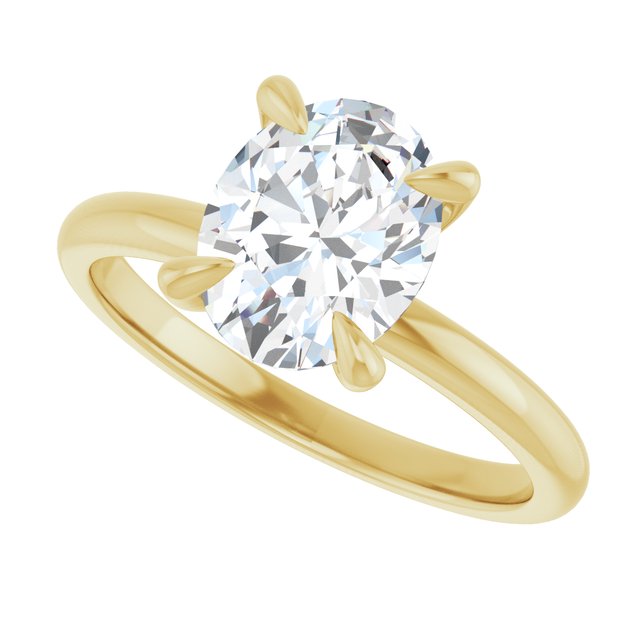 Anillo de Compromiso con Diamante Natural en Forma Oval de 1.00 Quilates en Oro Amarillo de 14K Cerfificado IGI