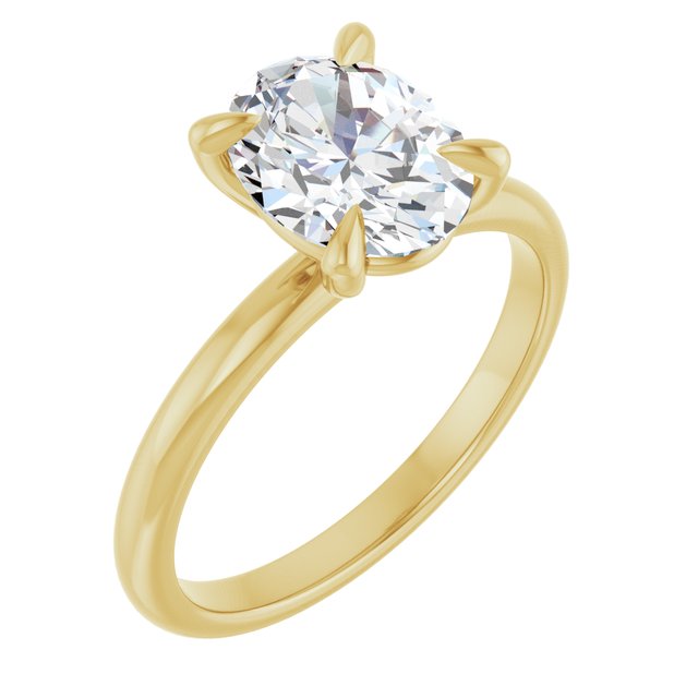 Anillo de Compromiso con Diamante de Laboratorio en Forma Oval de 1.07 Quilates en Oro Amarillo de 14K Certificado IGI