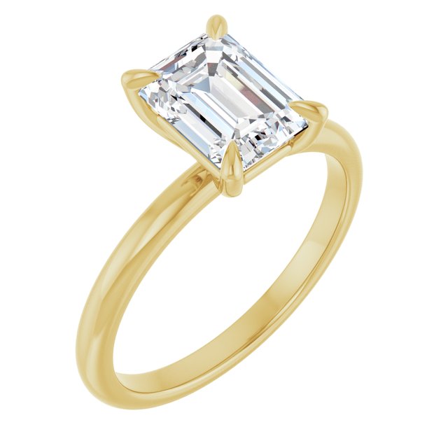 Anillo de Compromiso con Diamante Natural en Forma Esmeralda de 1.00 Quilatess en Oro Amarillo de 14K