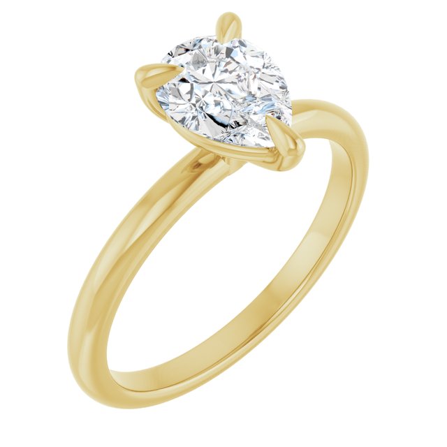 Anillo de Compromiso con Diamante Natural en Forma de Pera de 1.00 Quilates en Oro Amarillo de 14K Certificado IGI