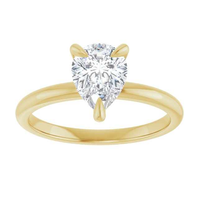 Anillo de Compromiso con Diamante Natural en Forma de Pera de 1.00 Quilates en Oro Amarillo de 14K Certificado IGI