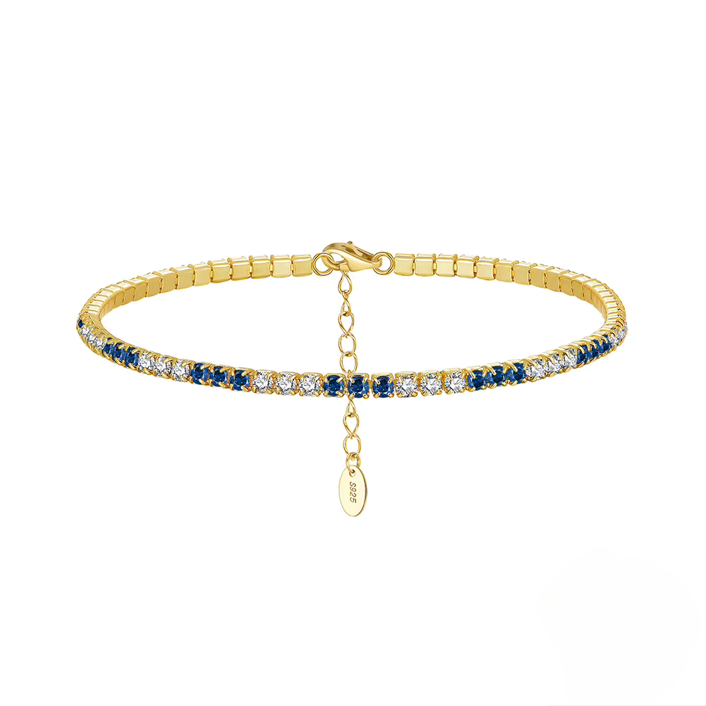 Pulsera Tennis Plata S925 Baño de oro 14k 6.5+2"