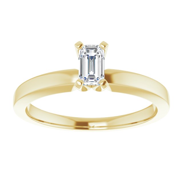 0.53 CT Emerald Engagement Ring. 14K Yellow Gold