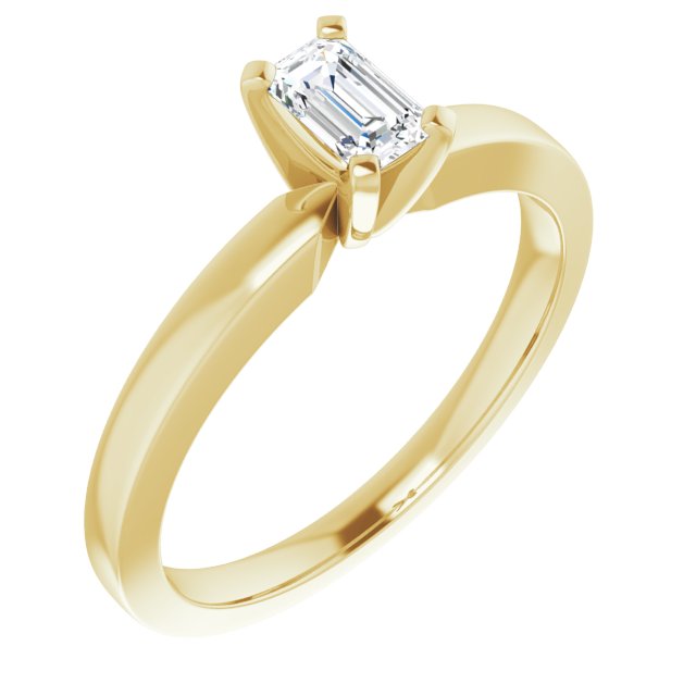 Anillo de Compromiso Esmeralda Lab. 0.53 CT. Oro Amarillo 14K