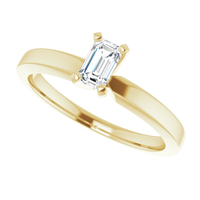 0.53 CT Emerald Engagement Ring. 14K Yellow Gold