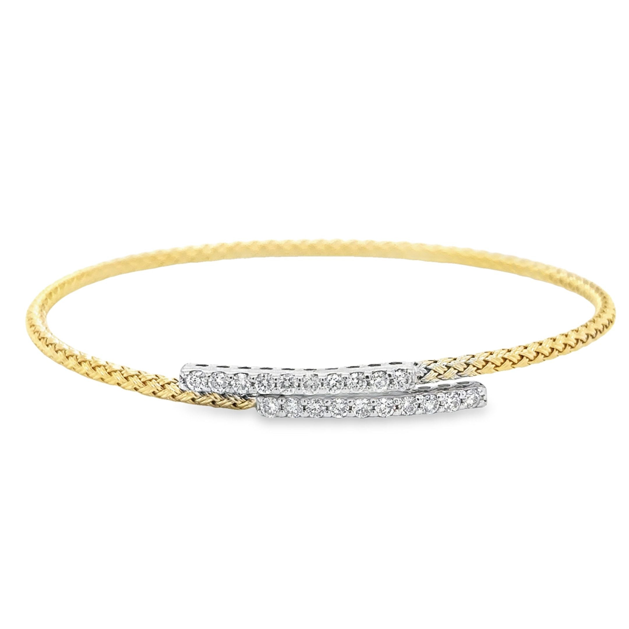 Brazalete Flexible De Diamantes En Oro Amarillo Italiano De 14K, 0,66 Tcw