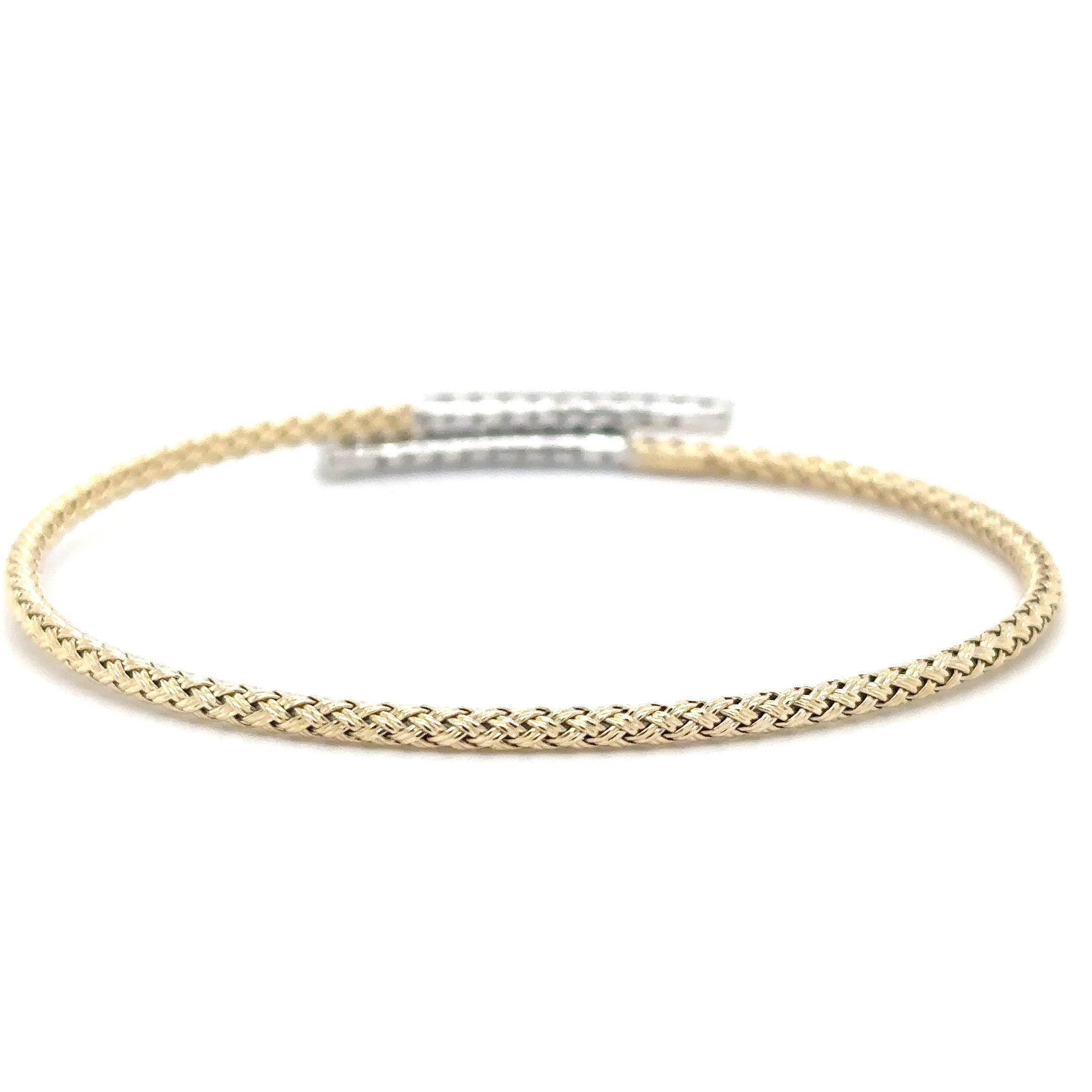 Brazalete Flexible De Diamantes En Oro Amarillo Italiano De 14K, 0,66 Tcw