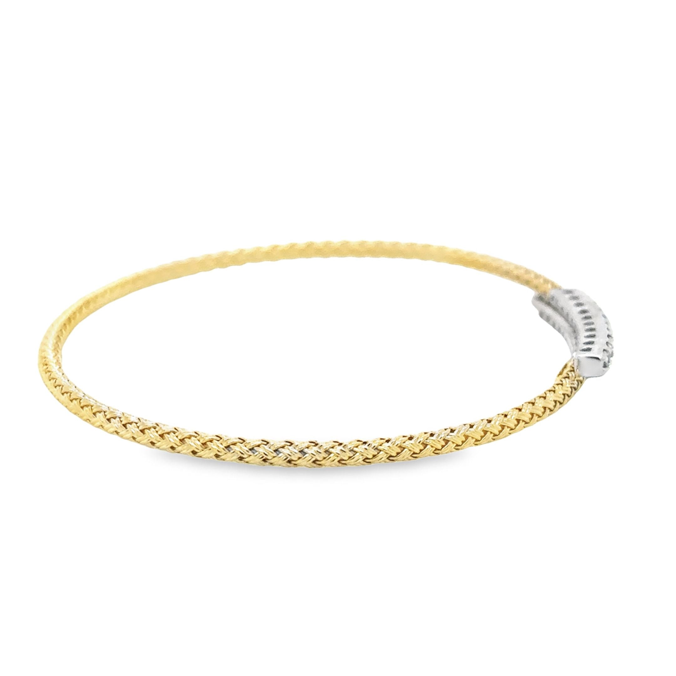 Brazalete Flexible De Diamantes En Oro Amarillo Italiano De 14K, 0,66 Tcw