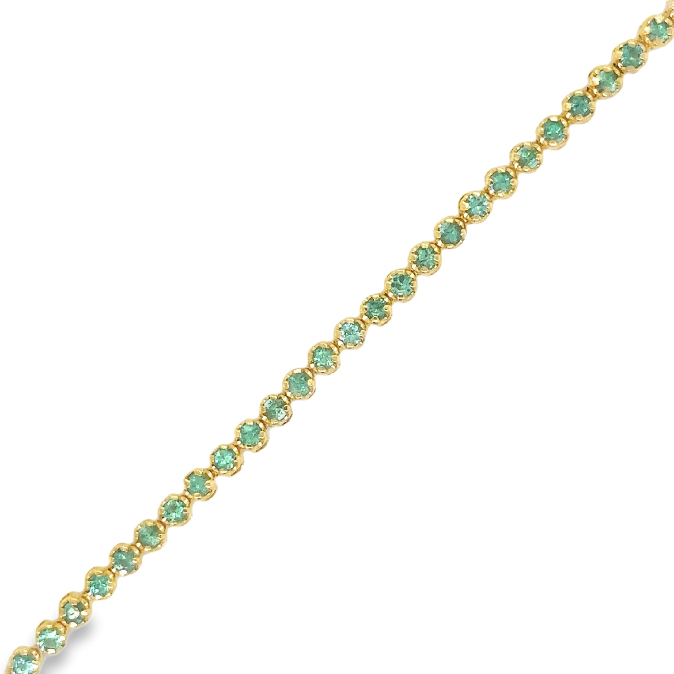 Pulsera De Tenis Con Esmeralda En Oro Amarillo De 14 K, 1.13CT