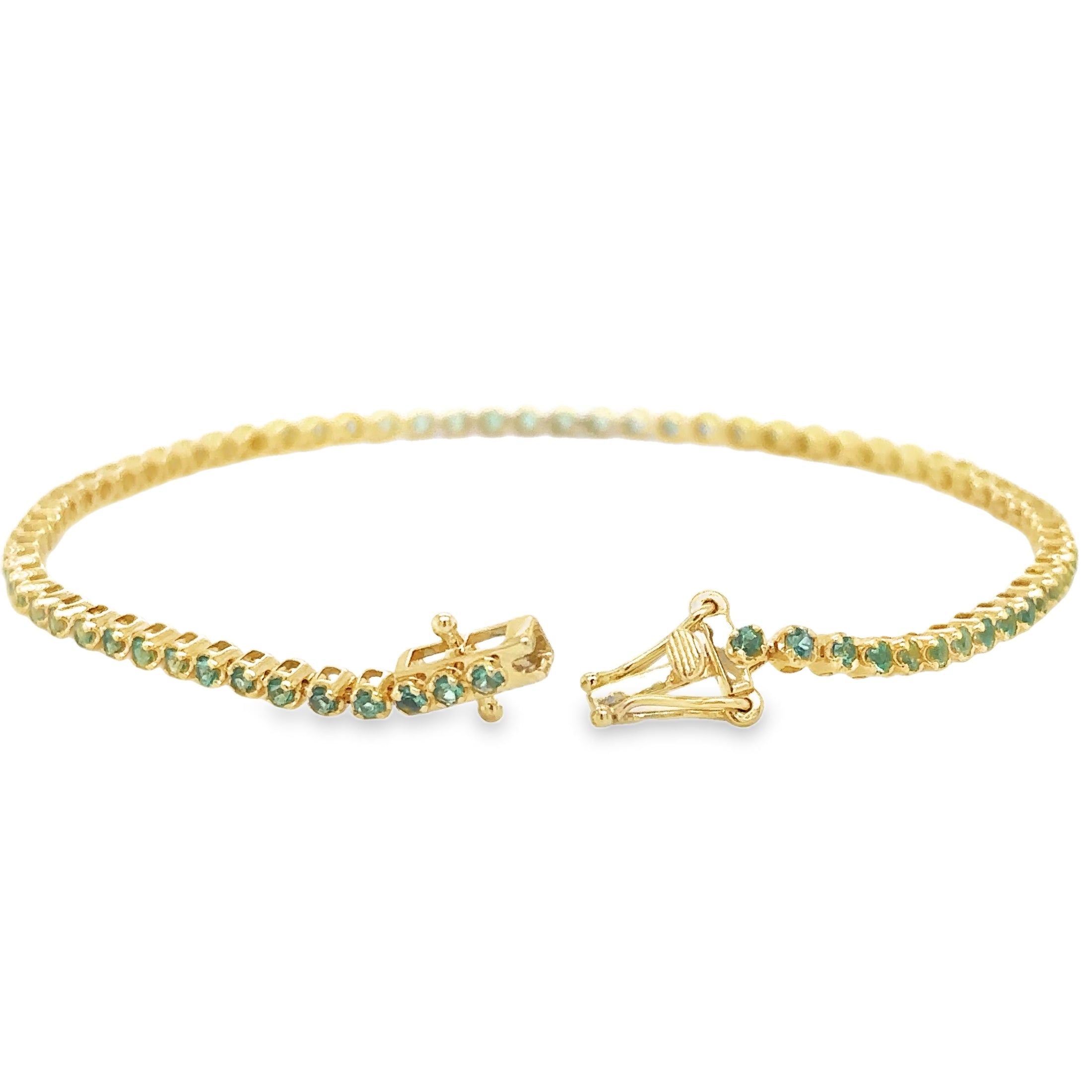 Pulsera De Tenis Con Esmeralda En Oro Amarillo De 14 K, 1.13CT