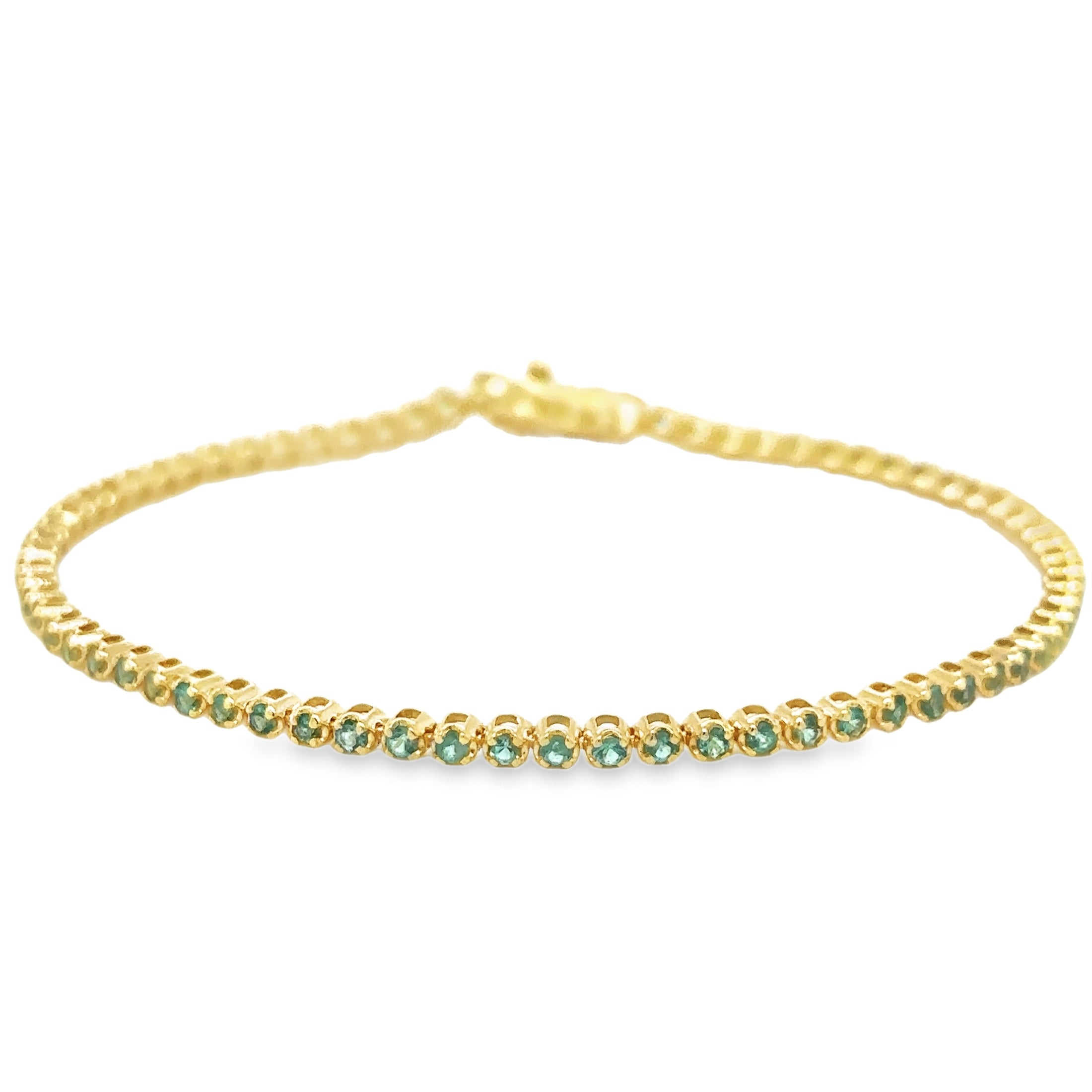 Pulsera De Tenis Con Esmeralda En Oro Amarillo De 14 K, 1.13CT