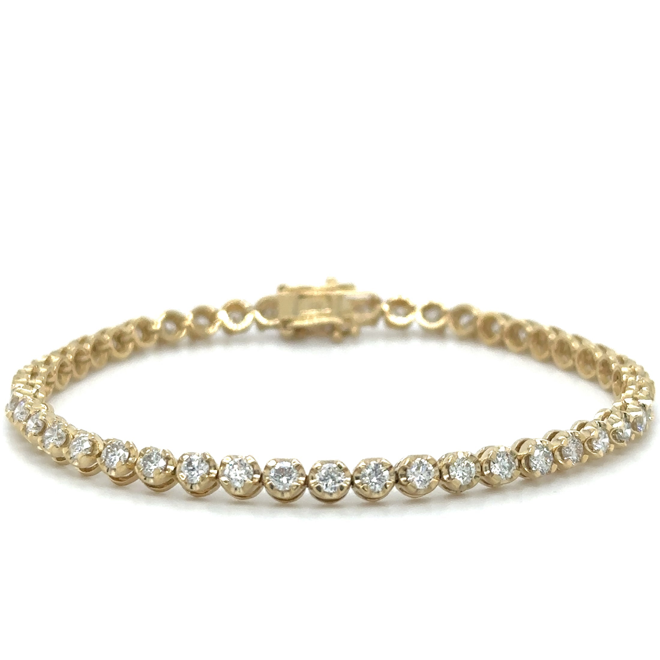 Pulsera Tennis de Diamante 3 CT. Oro Amarillo de 14K