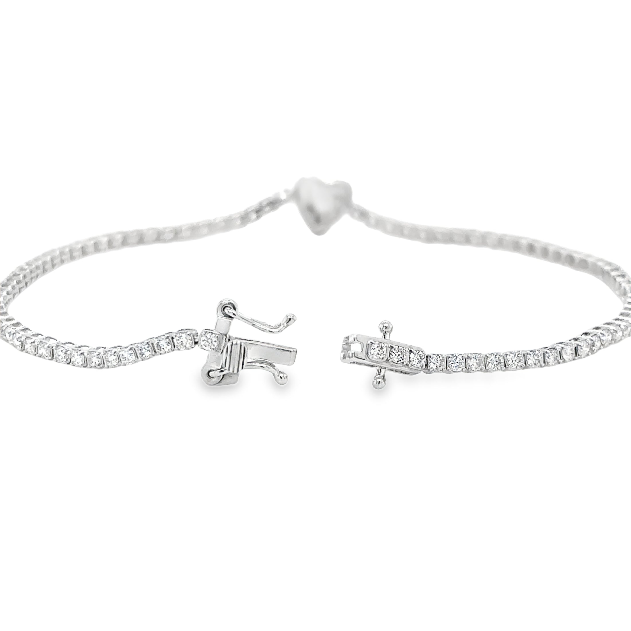 Brazalete De Tenis Con Forma De Corazón Y Diamantes En Oro Blanco De 14K, 1,57 Tcw