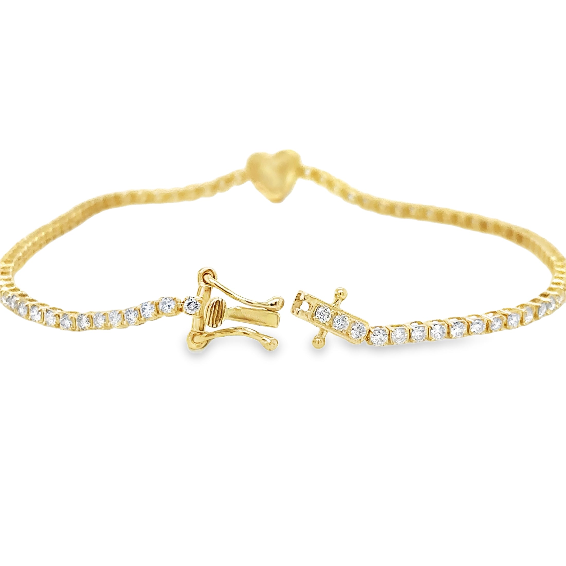 Brazalete De Tenis Con Forma De Corazón Y Diamantes En Oro Amarillo De 14K, 1,53 Tcw