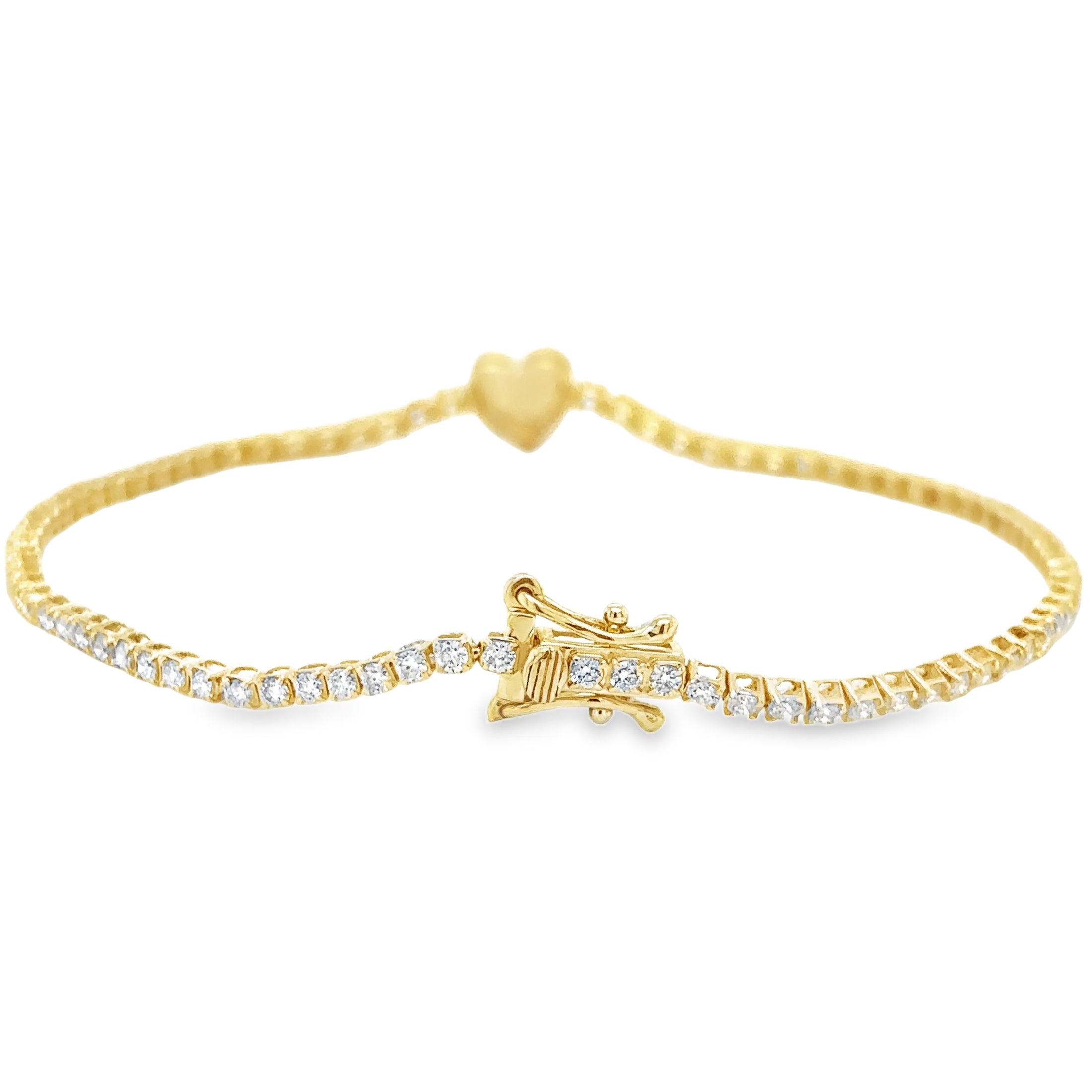 Brazalete De Tenis Con Forma De Corazón Y Diamantes En Oro Amarillo De 14K, 1,53 Tcw