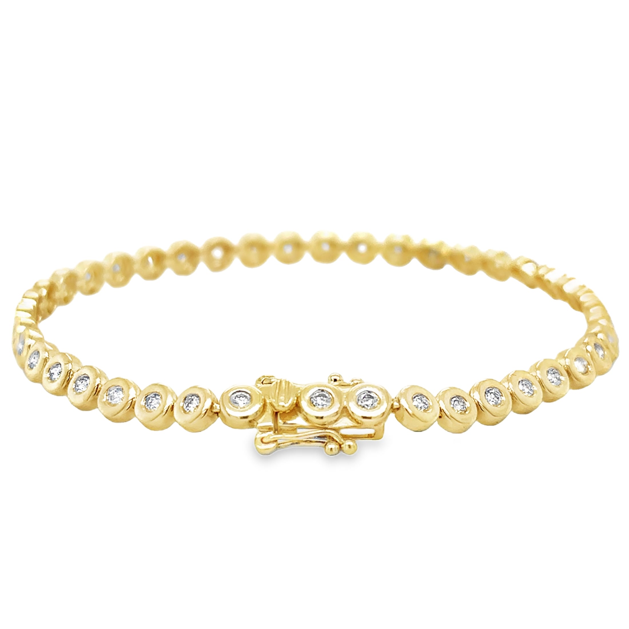 Brazalete De Tenis Con Bisel De Diamantes En Oro Amarillo De 14K, 1,01 Tcw