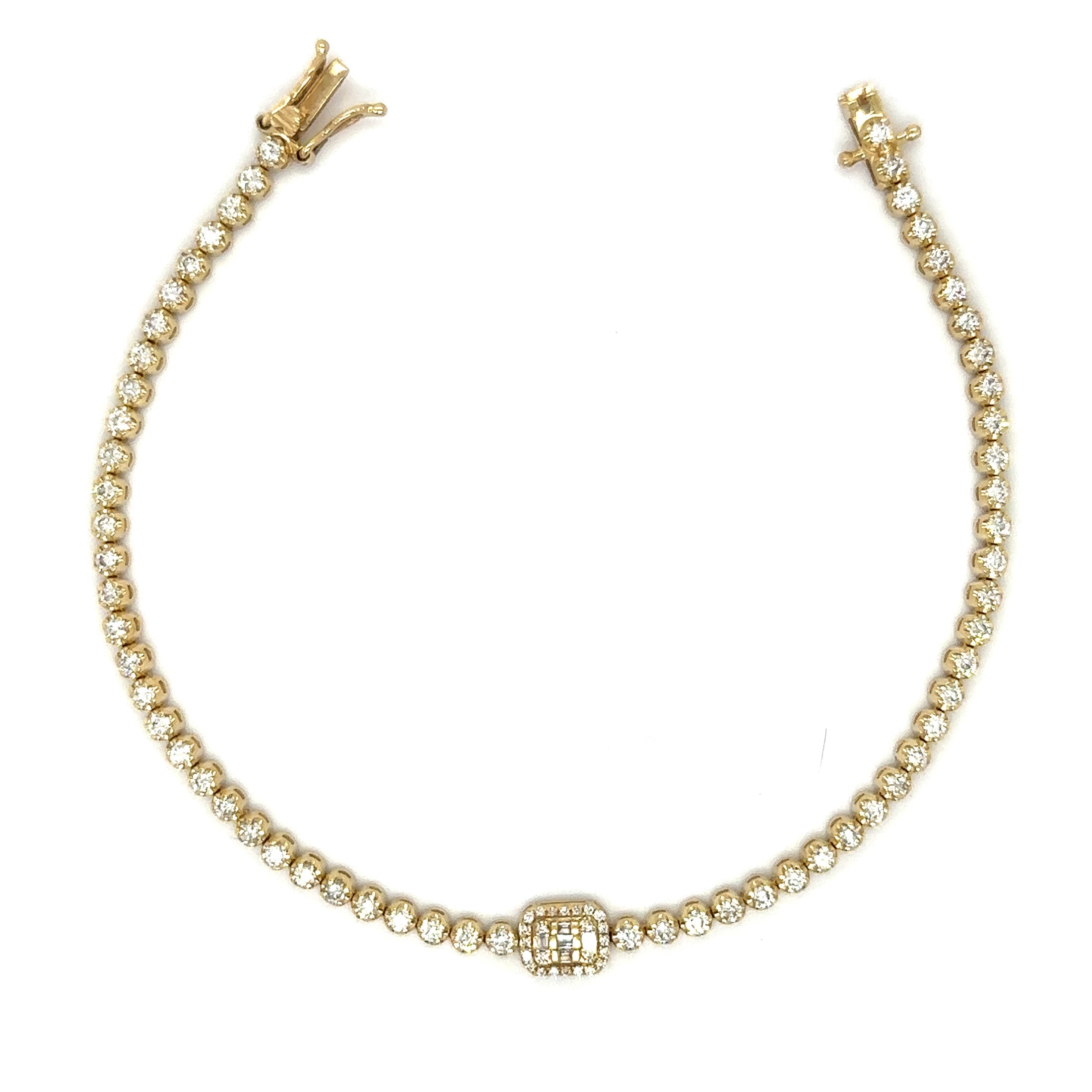 Pulsera Tennis de Diamante 1.87 CT. en Oro Amarillo de 14K