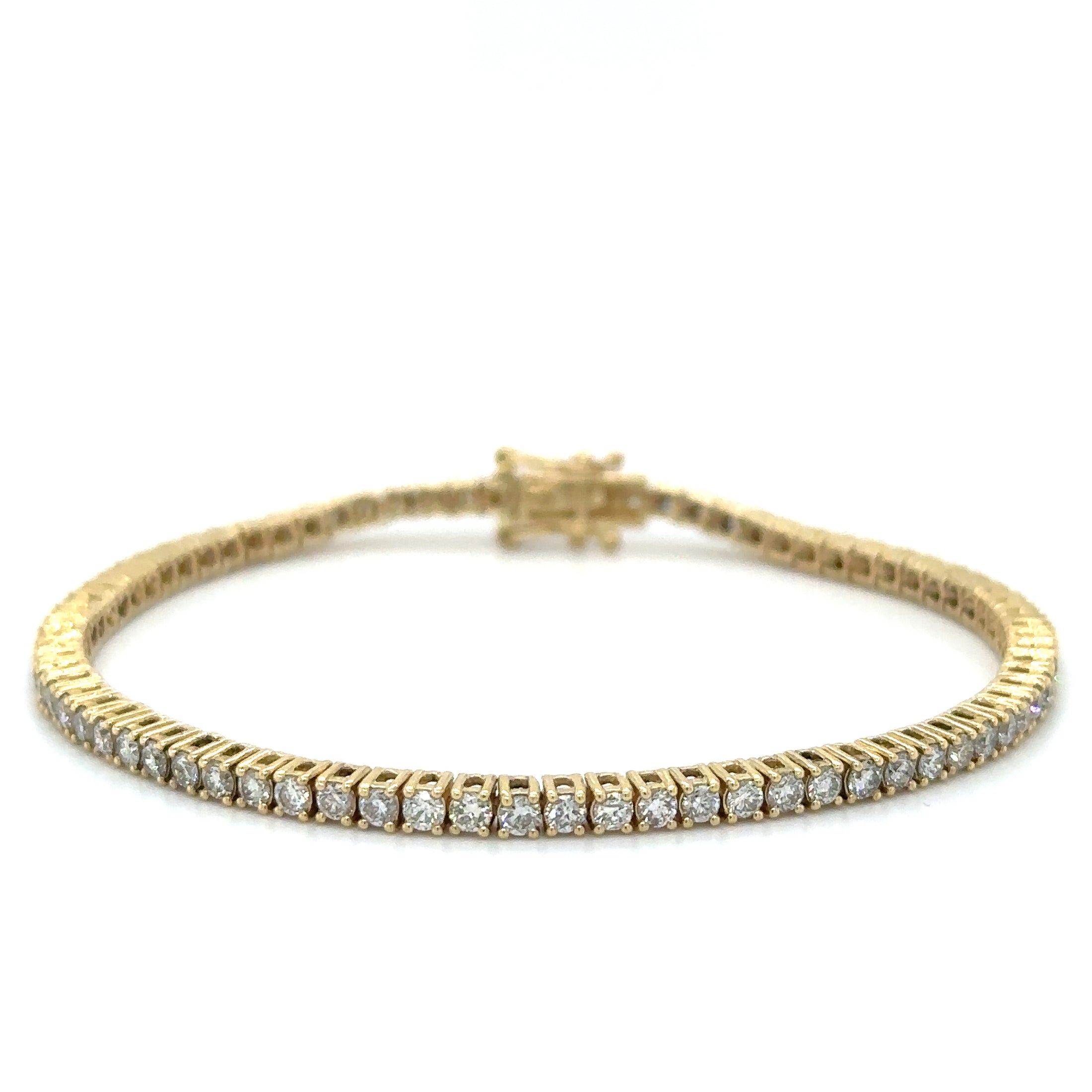 Pulsera Tennis de Diamante 3 CT. en Oro Amarillo de 14K