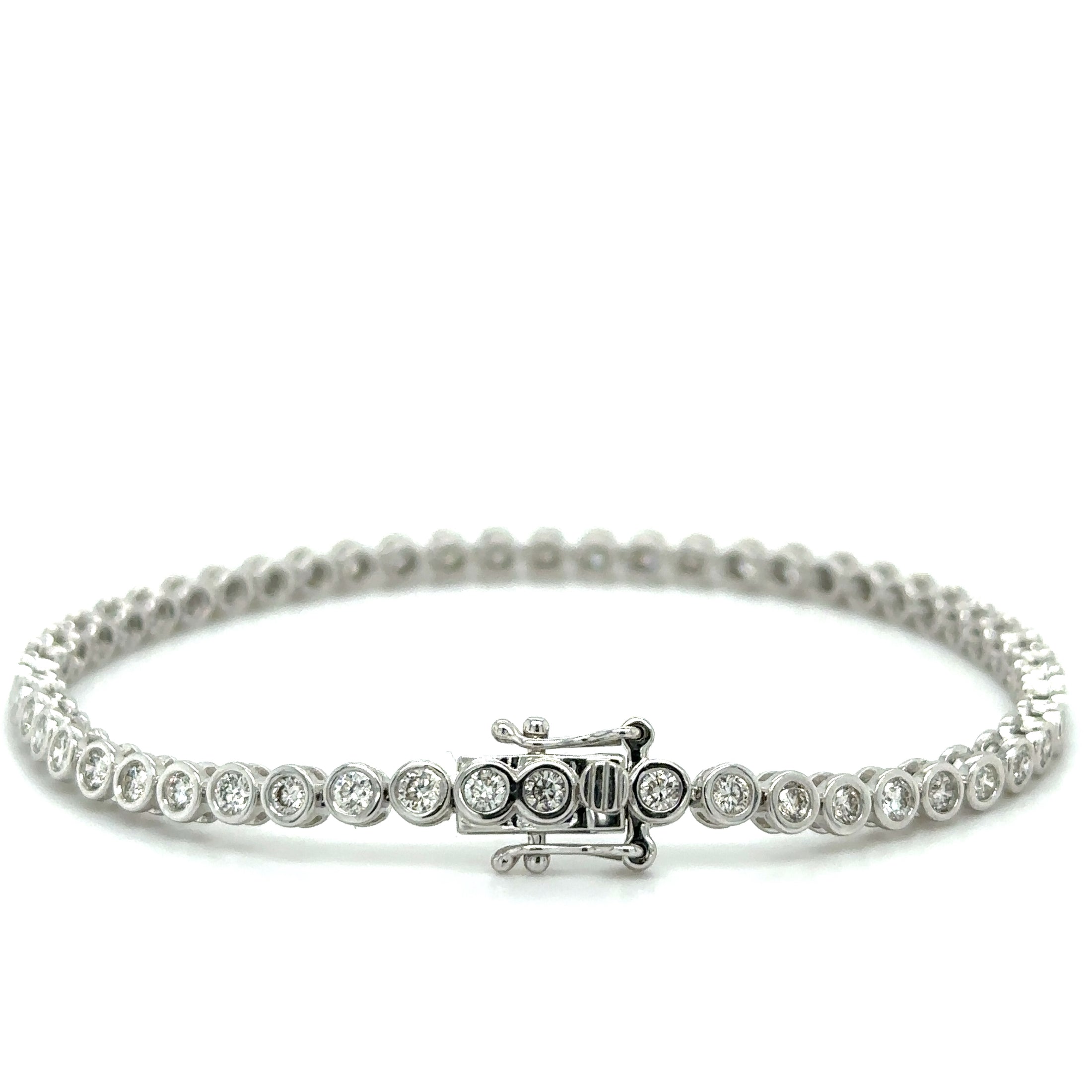 Pulsera Tennis Bisel de Diamante 2 CT. en Oro Blanco de 14K