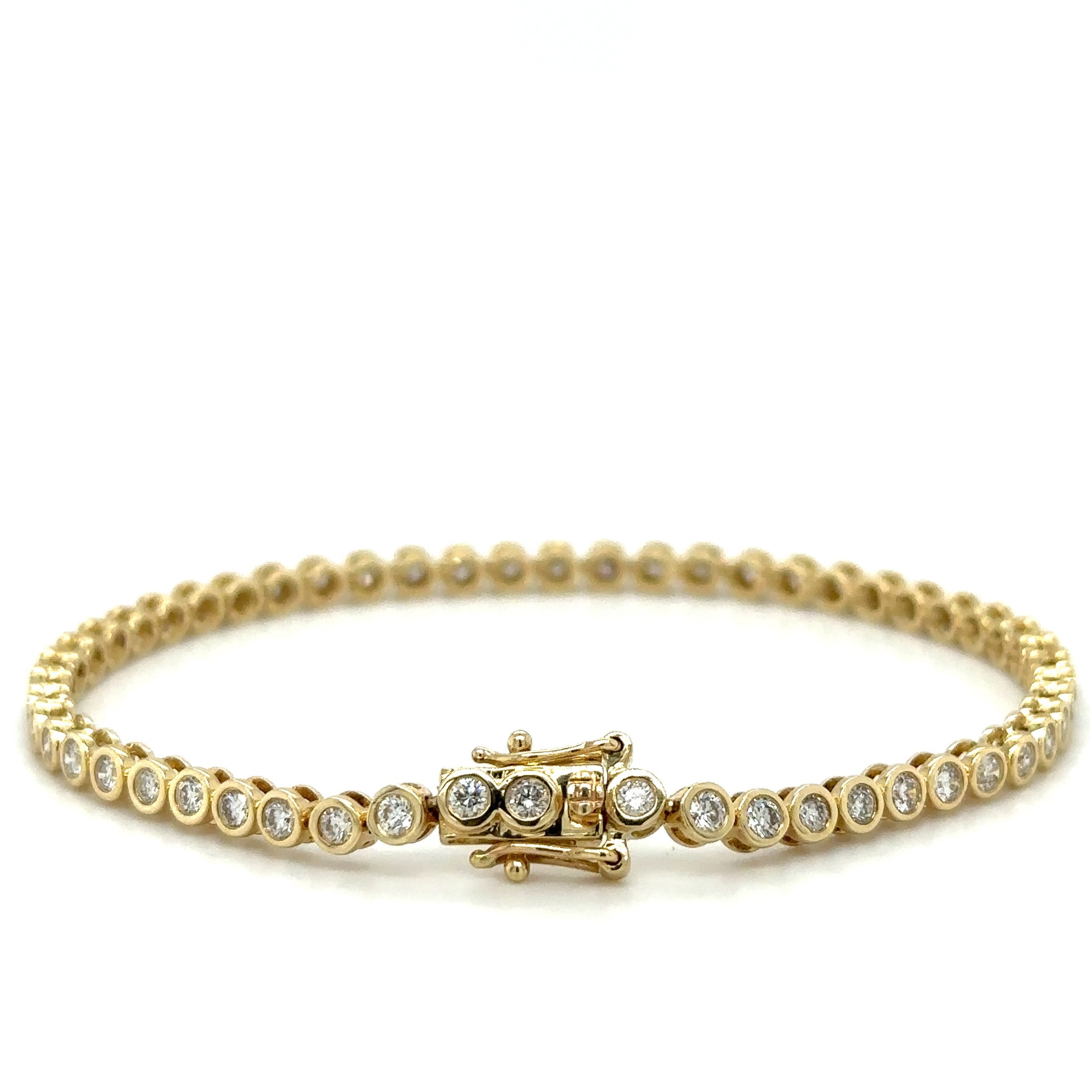 Pulsera Tennis Bisel de Diamante 2 CT. en Oro Amarillo de 14K