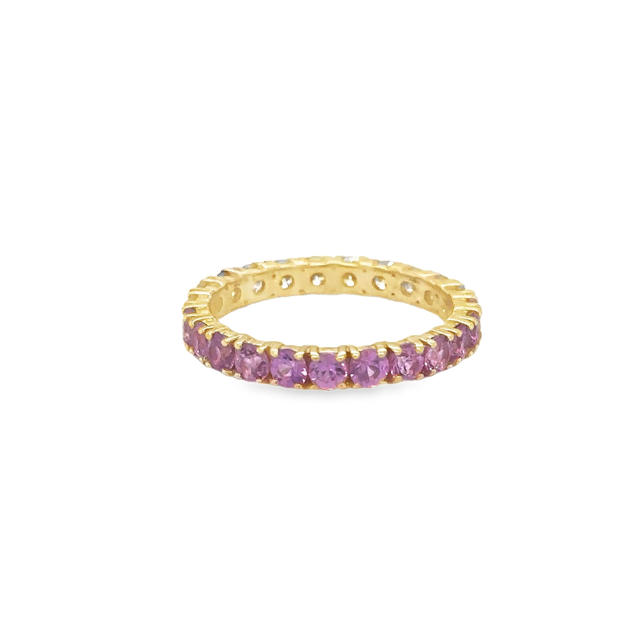 Anillo De Oro Amarillo De 14Kt Con Zafiro Rosa Y Diamantes, 2.27 CT