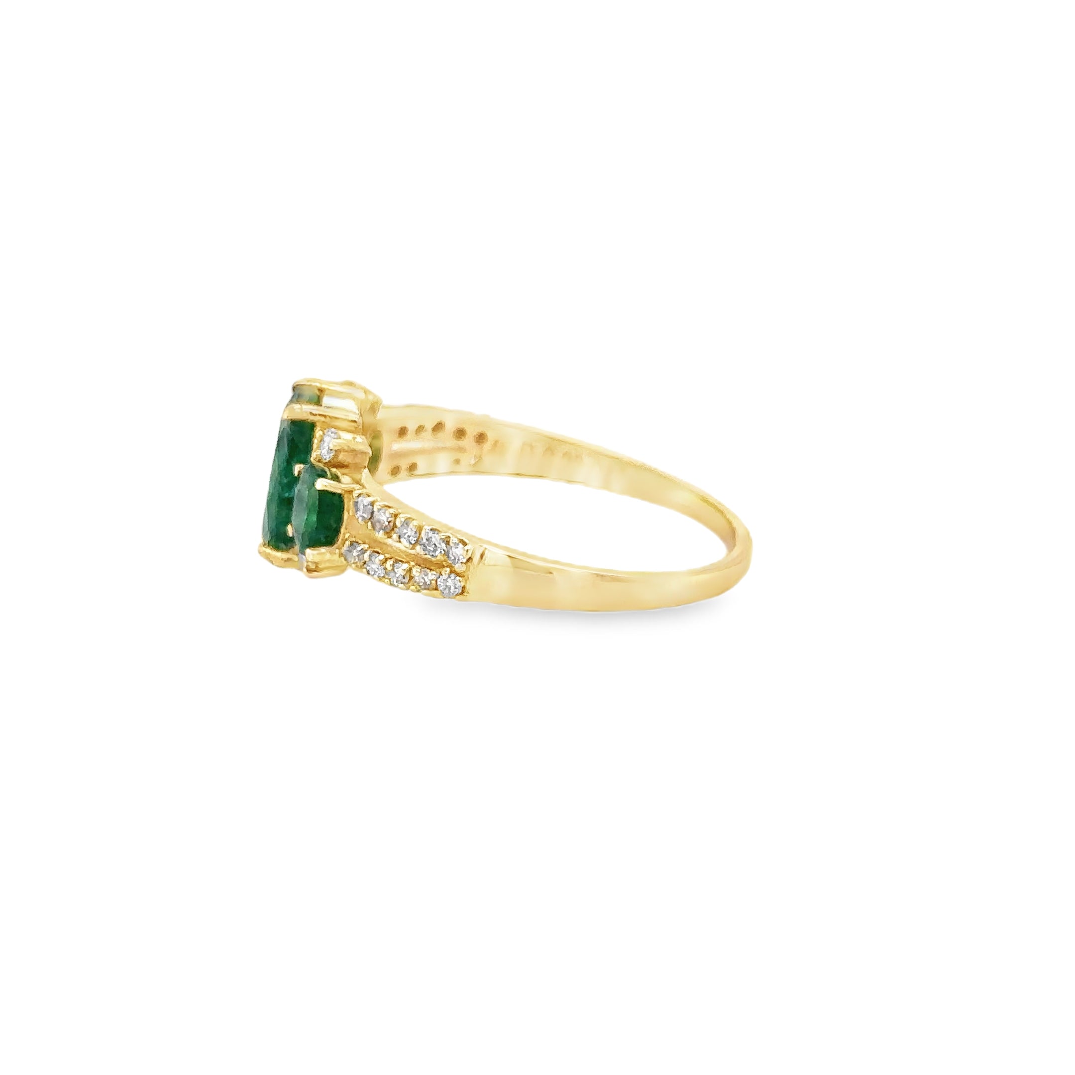 Anillo De Oro De 14Kt Con Esmeralda Y Diamantes, 1.62 CT