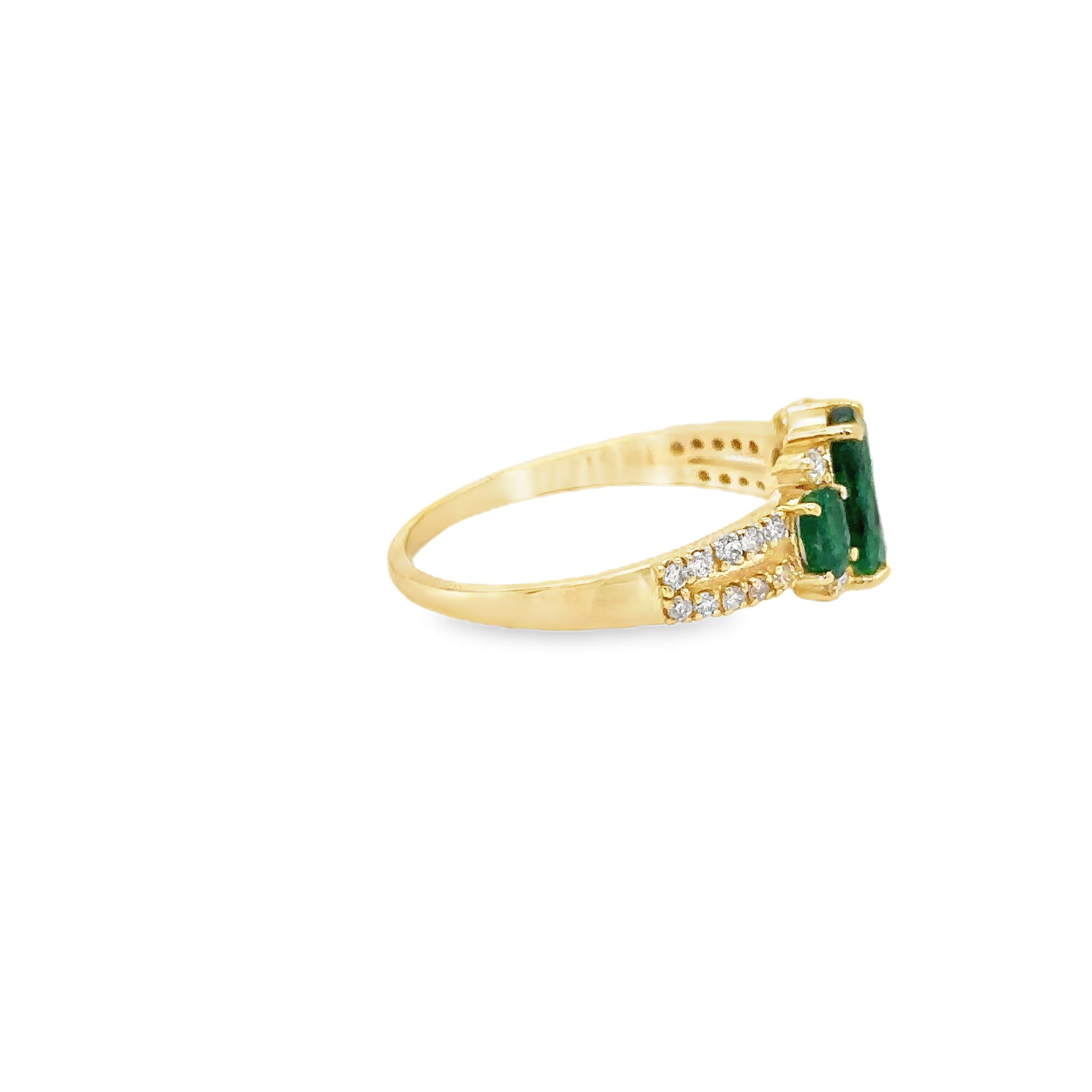 Anillo De Oro De 14Kt Con Esmeralda Y Diamantes, 1.62 CT