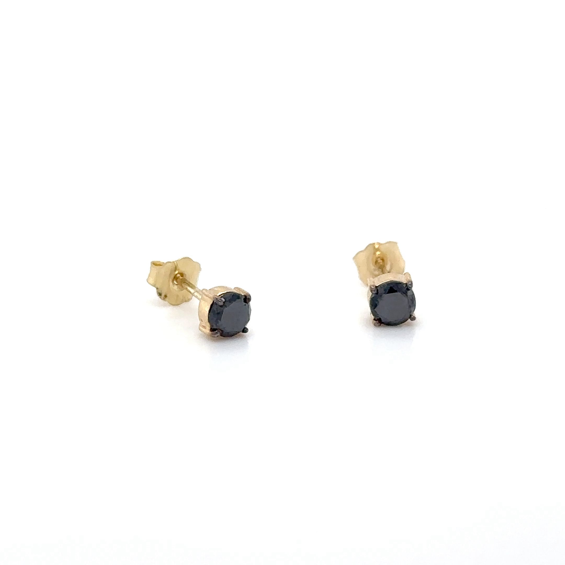 Pendientes De Oro Amarillo De 14Kt Con Diamantes Negros, 0.74 CT