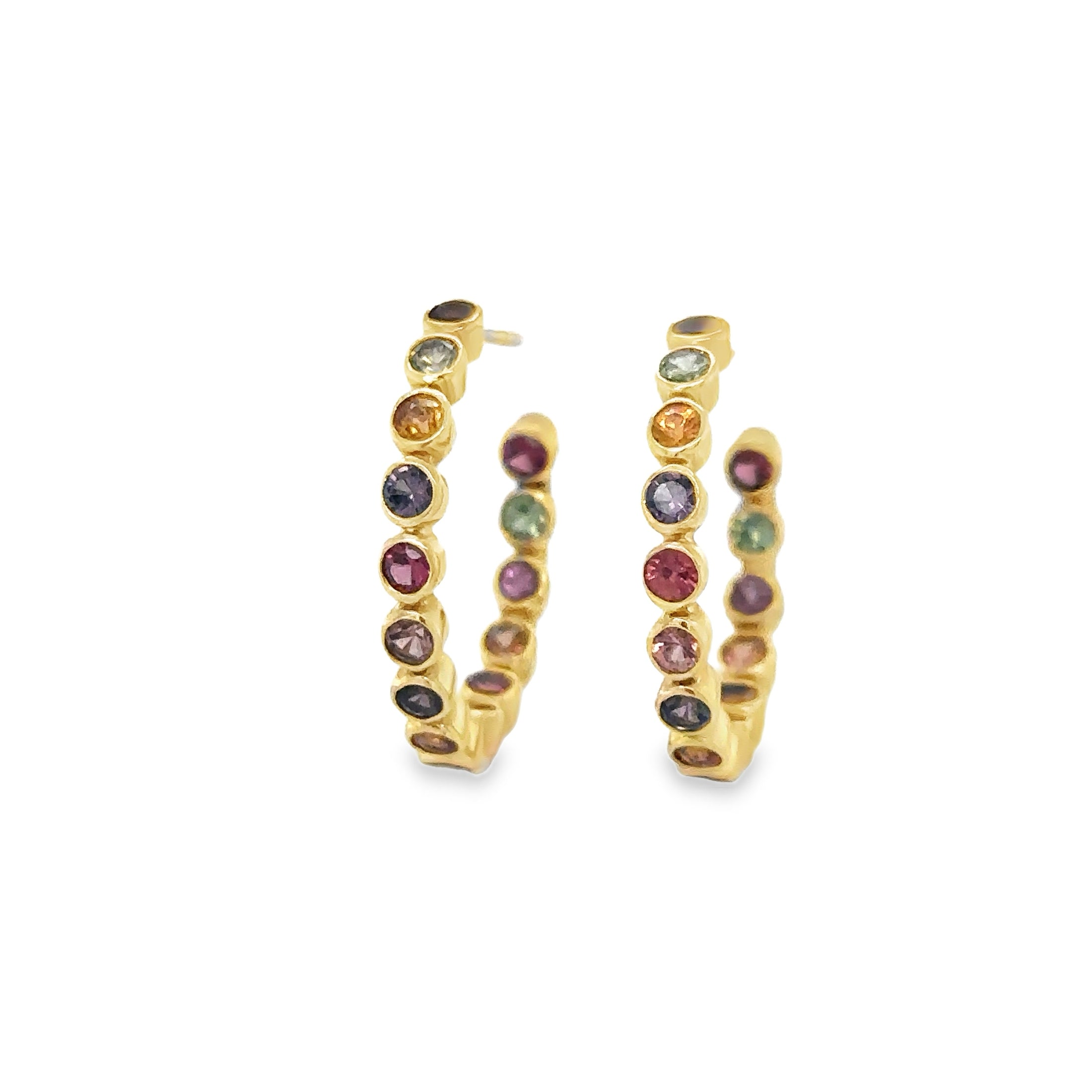 Pendientes Multi Zafiro En Oro Amarillo De 14K, 1.80CT