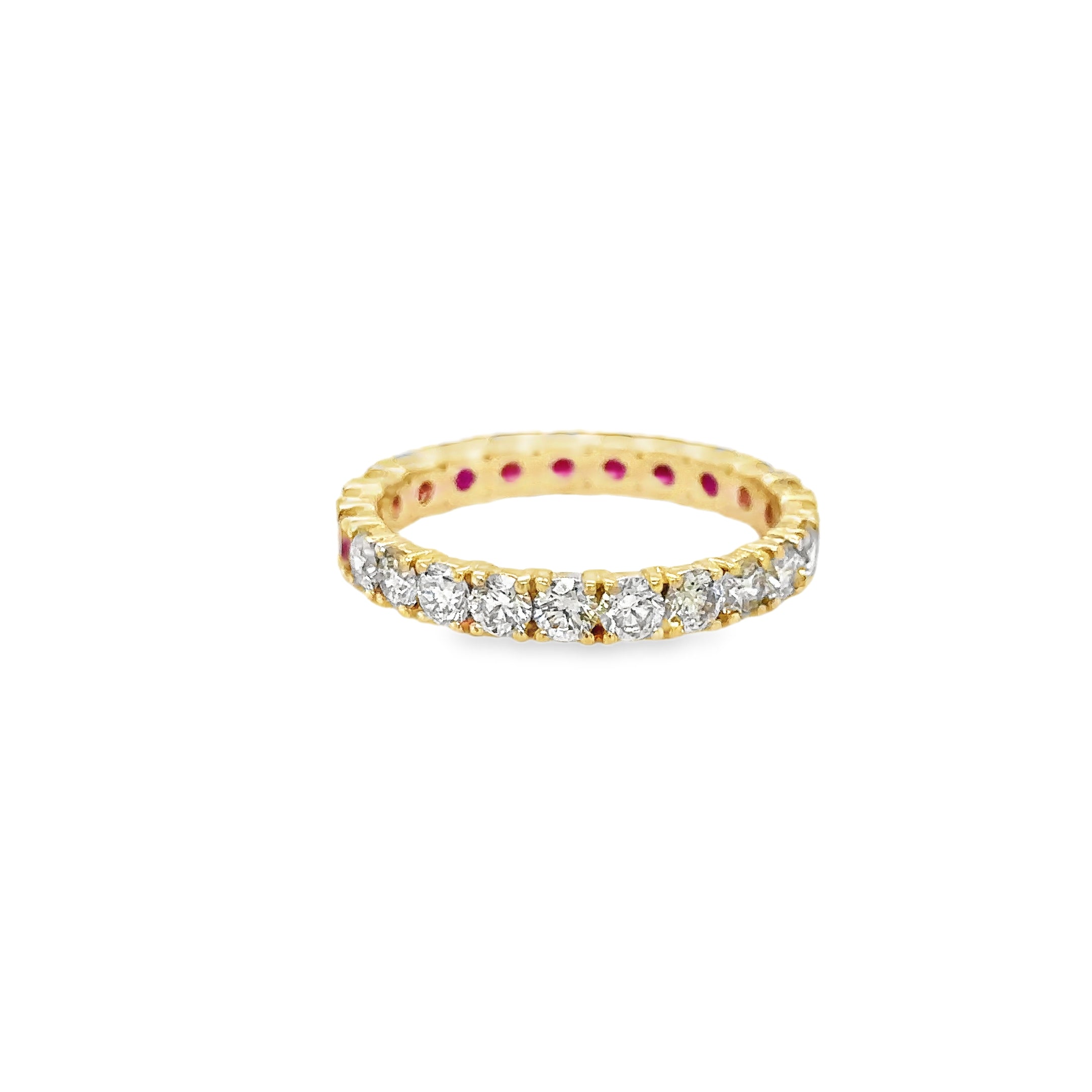 Anillo De Oro Amarillo De 14Kt Con Rubí Y Diamantes, 2.19 CT