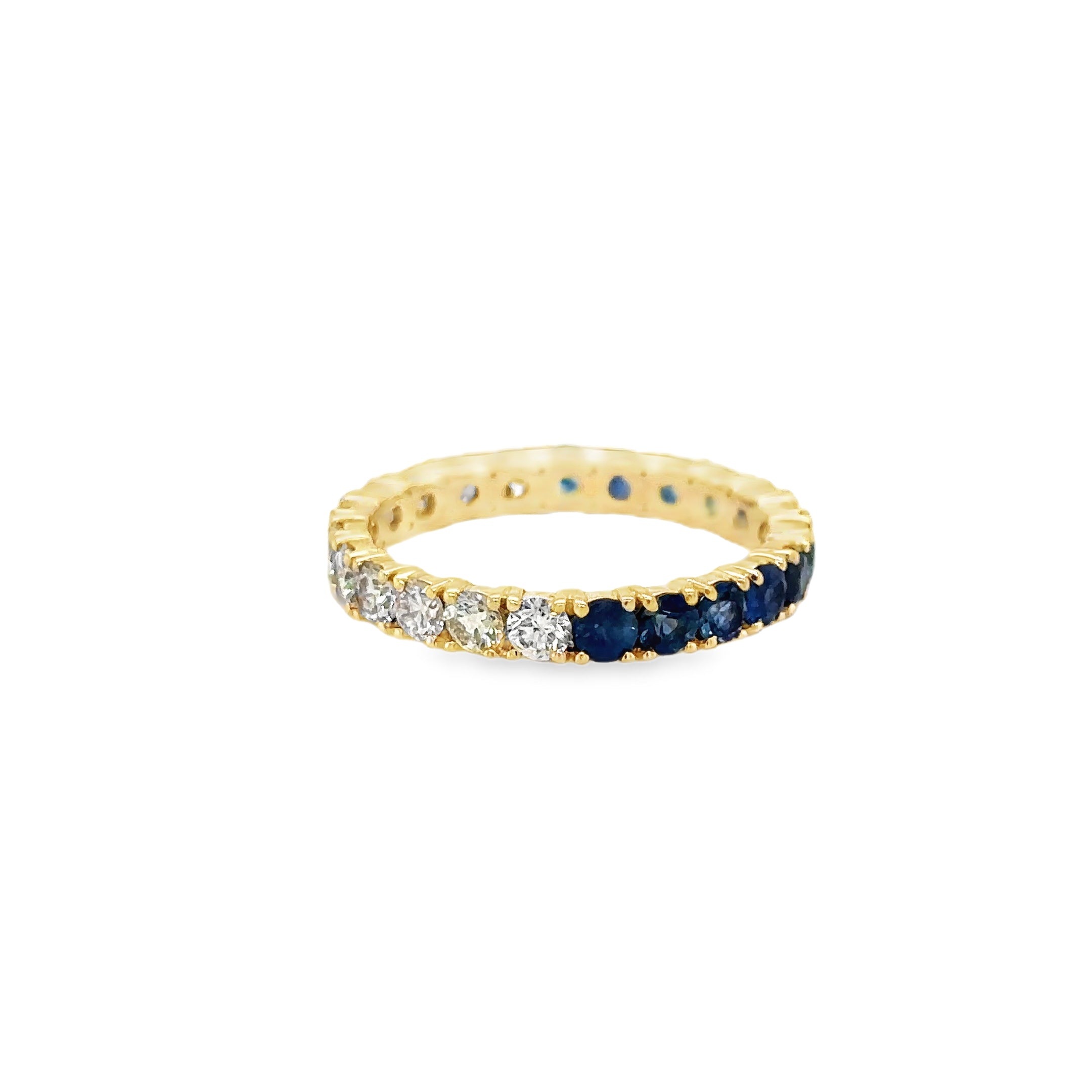 Anillo De Zafiro Y Diamantes En Oro Amarillo De 14Kt, 2.18 CT