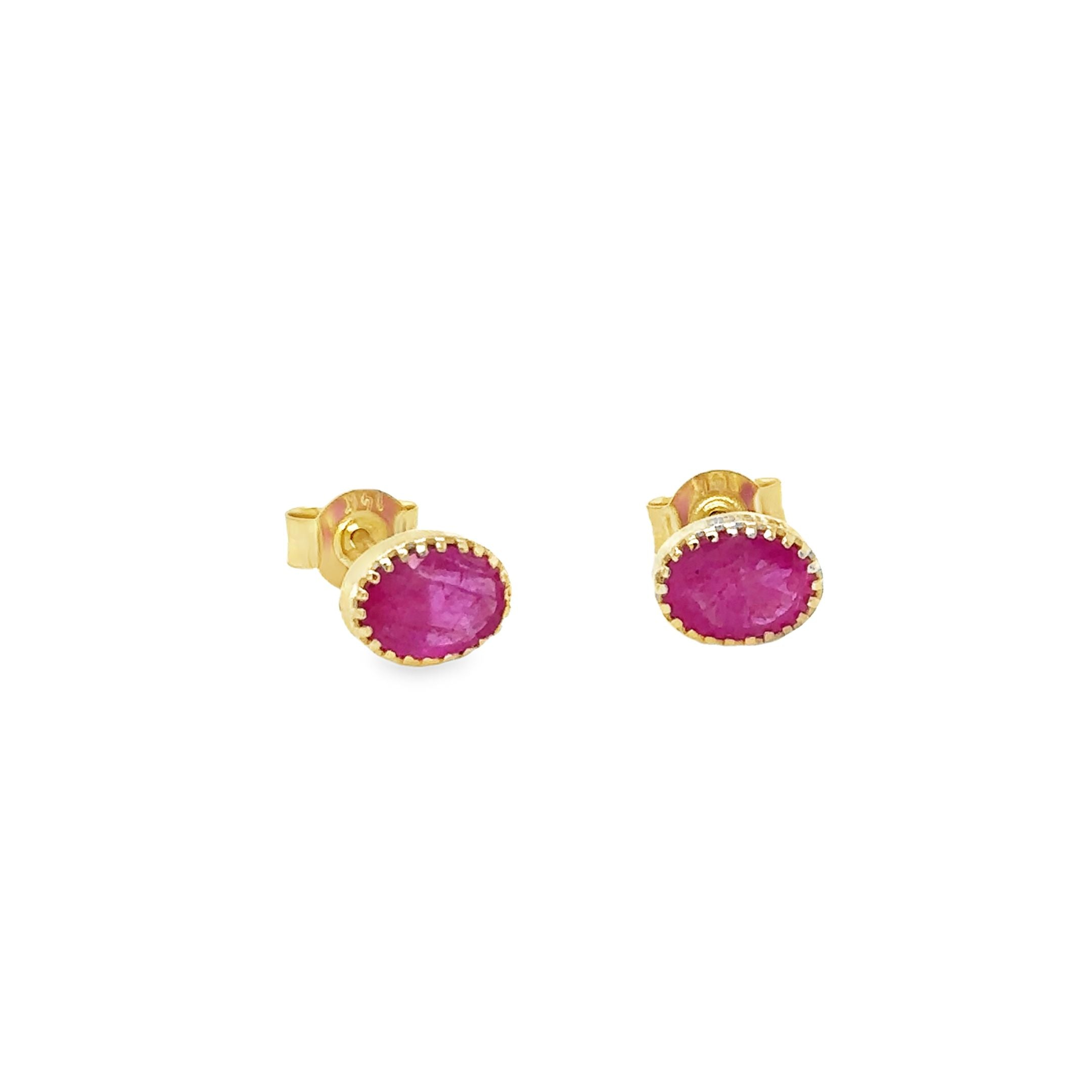 Pendientes De Rubí En Oro Amarillo De 14K Con Forma Ovalada, 1.95CT