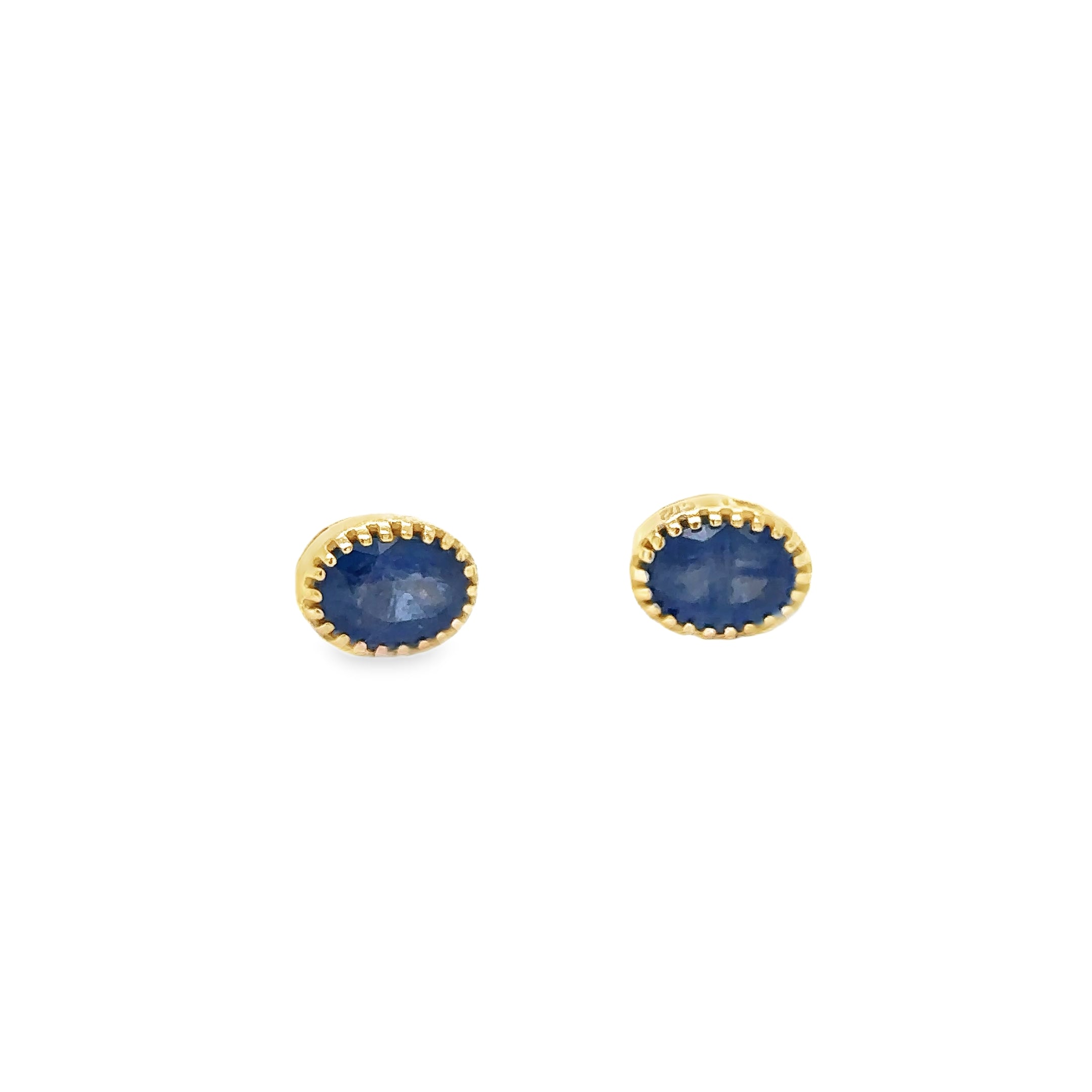 Pendientes De Zafiro Con Forma Ovalada En Oro Amarillo De 14 K, 1.95CT