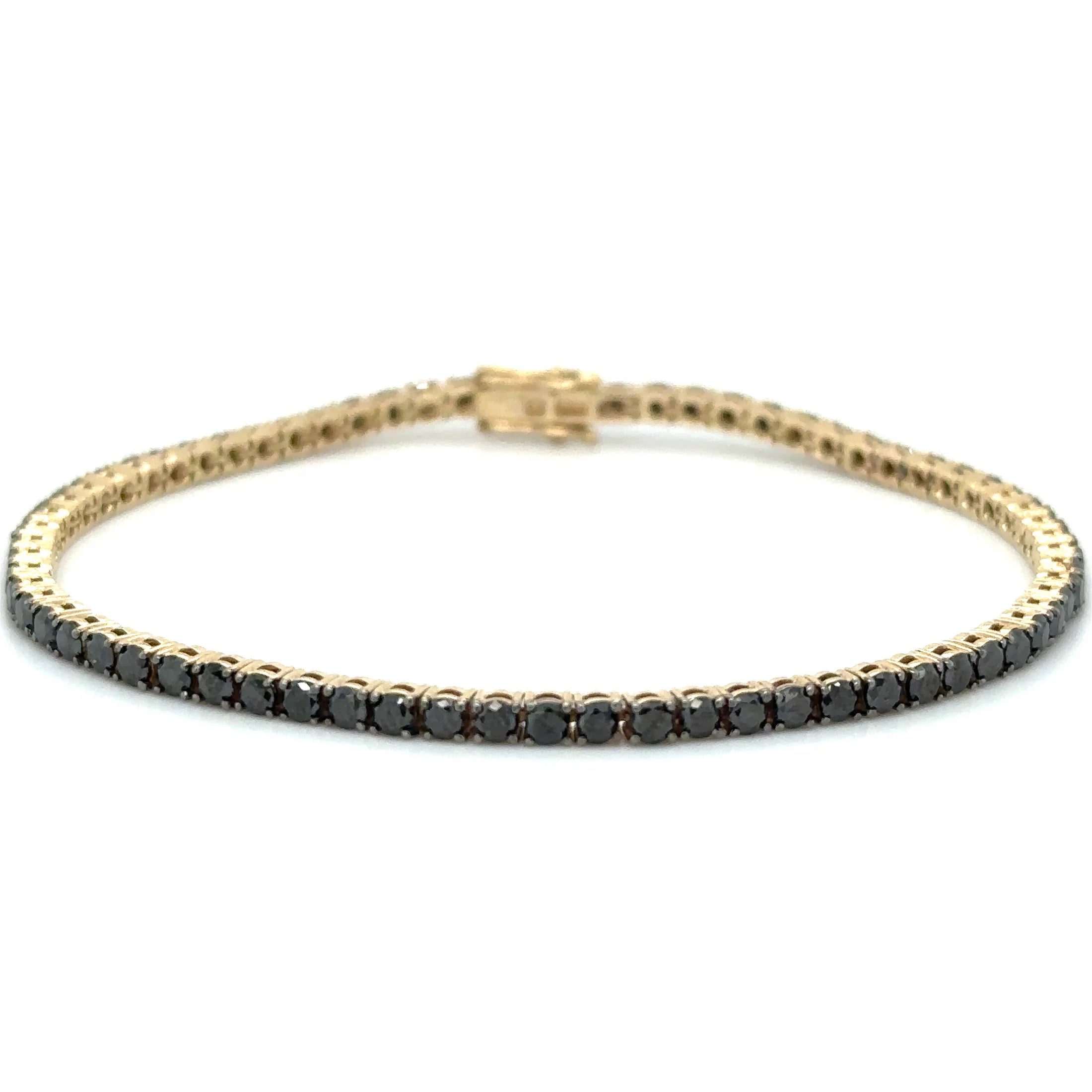 Pulsera Tennis de Diamante Negro 4.8 Ct.en Oro Amarillo de 14K