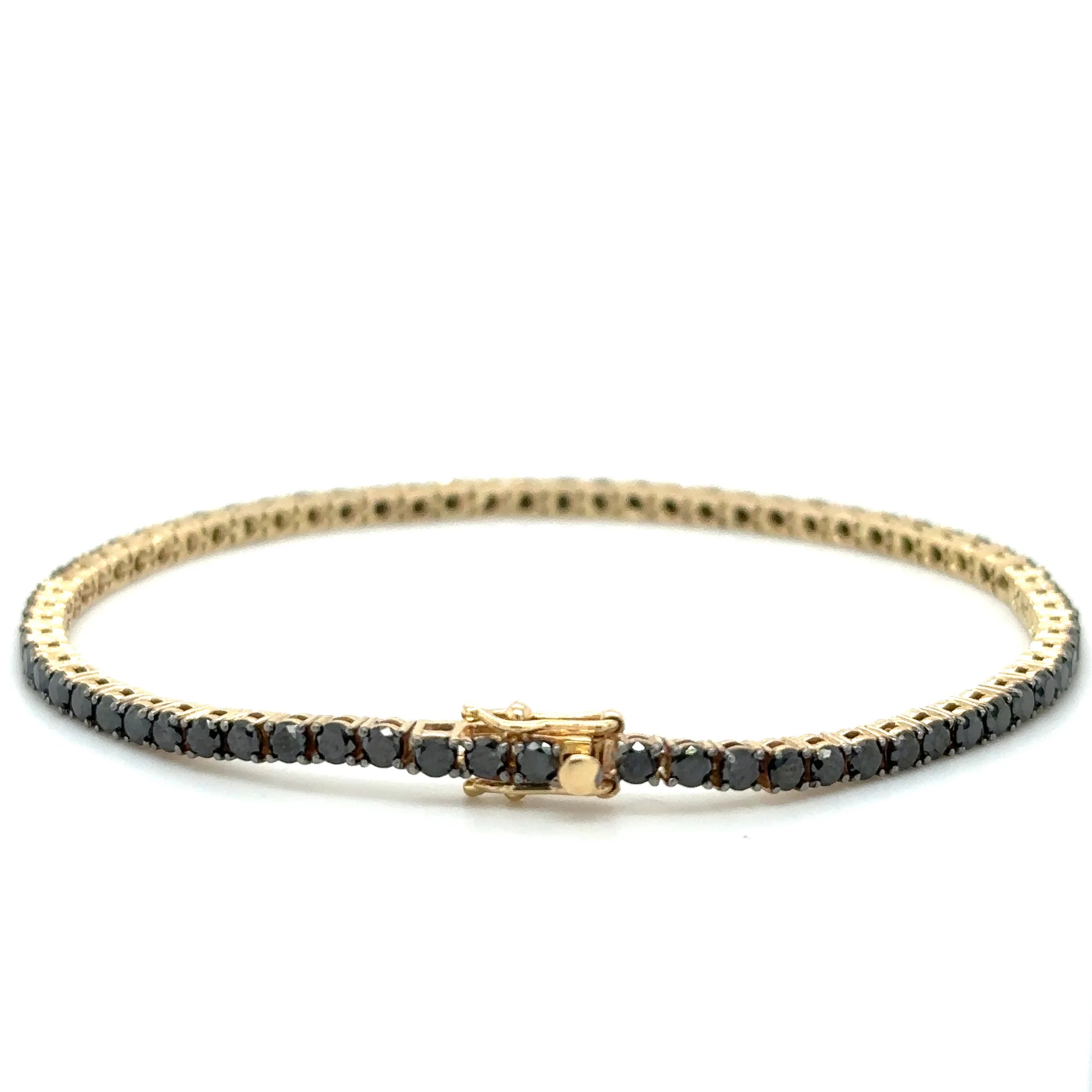 Pulsera Tennis de Diamante Negro 4.8 Ct.en Oro Amarillo de 14K