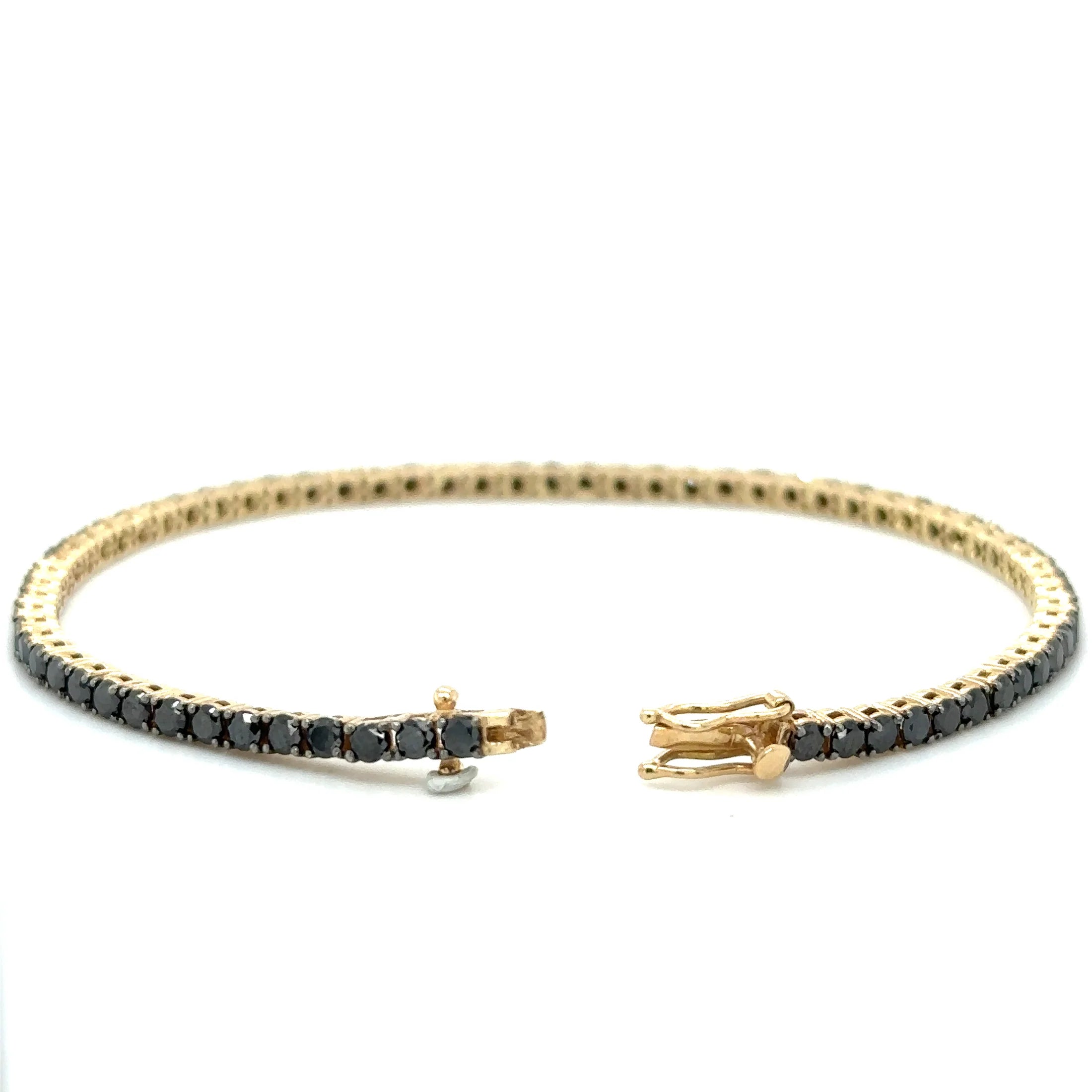 Pulsera Tennis de Diamante Negro 4.8 Ct.en Oro Amarillo de 14K